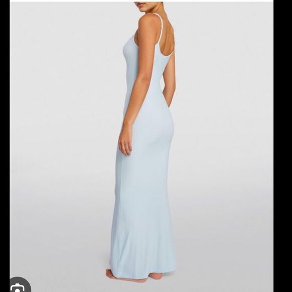 NWT SKIMS sold out rare long slip dress in color CELESTE - Picture 5 of 7